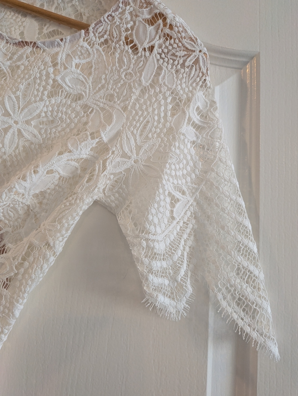 For Love & Lemons Luna White Lace Midi Dress Bridal Wedding Romantic Size S - Picture 7 of 15
